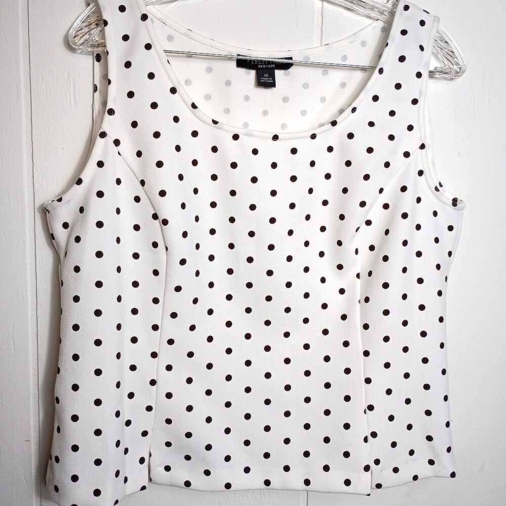 Perceptions Womens 12 White Polka Dot Tank Top Career Summer Layers Classic